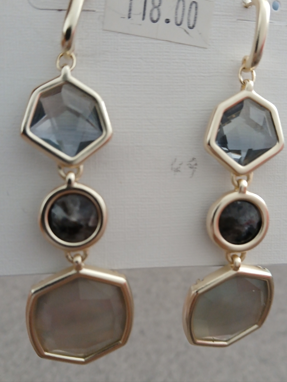 Kendra Scott Iridescent Gray Triple Drop Earrings - Gold - Picture 4 of 5